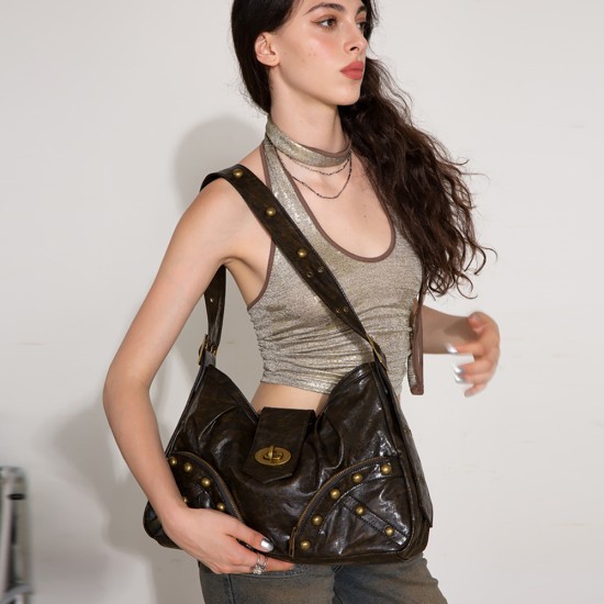 Black Tote bag Brown underarm bag Vintage leather crossbody bag - Memoo.com Black Tote bag Brown underarm bag Vintage leather crossbody bag - Memoo.com